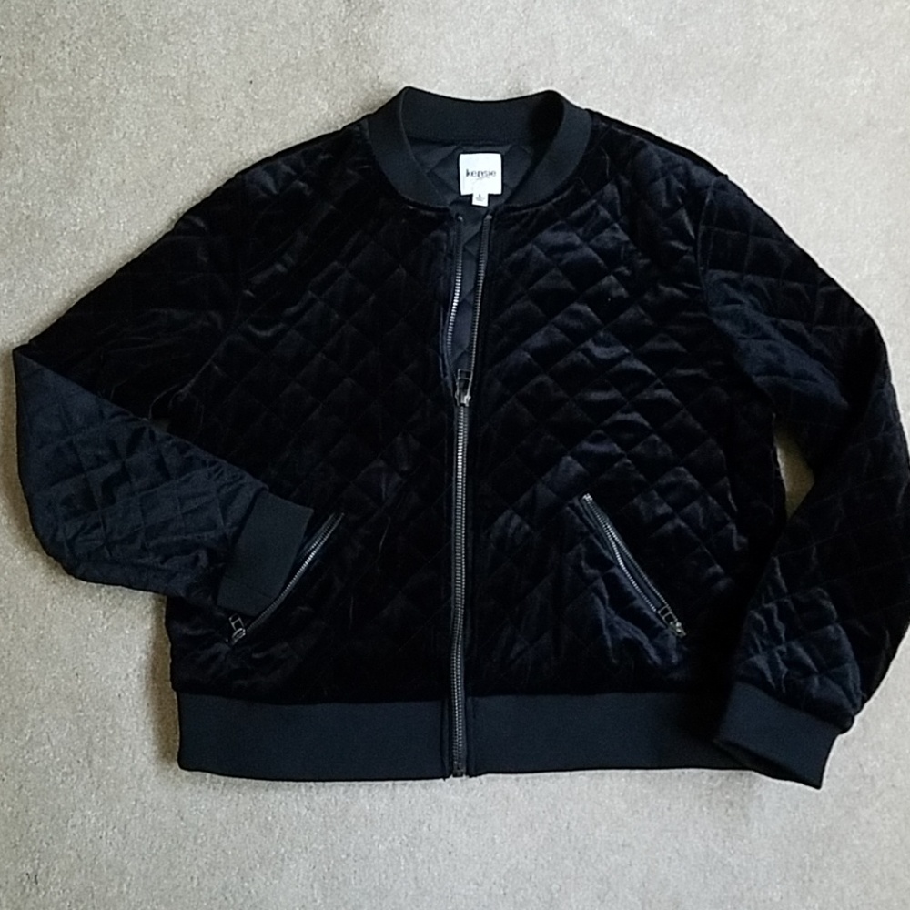 Quilted velour baseball jacket
